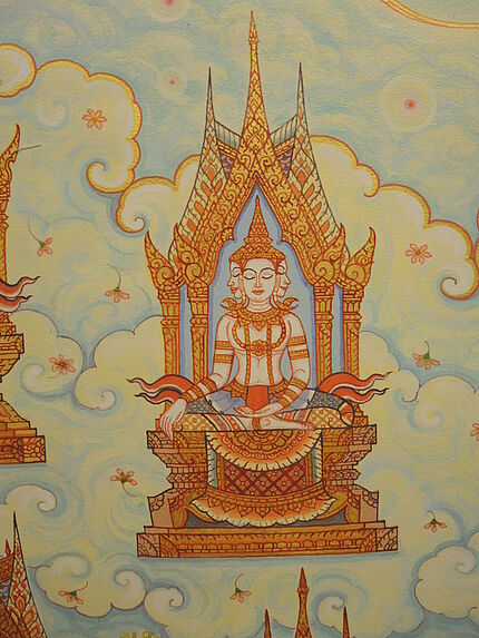 Peinture de temple (phra bot), les Trois Mondes (Traiphum)