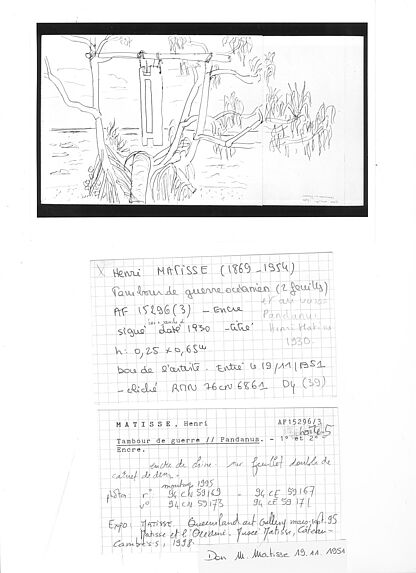 Tambour de guerre (recto) et Pandanus (verso)