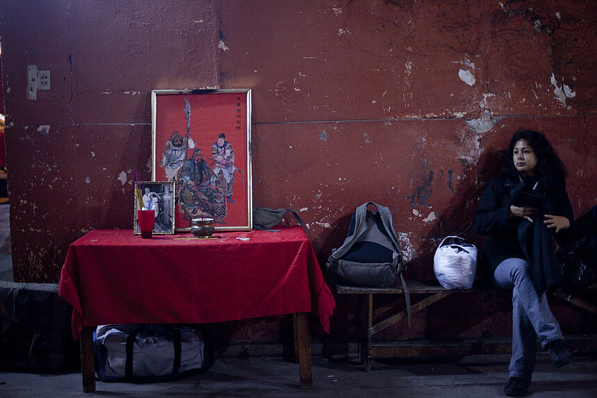 Small altar for Kuan Kung in an old colonial house in the district of Barrios Altos