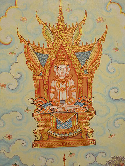 Peinture de temple (phra bot), les Trois Mondes (Traiphum)