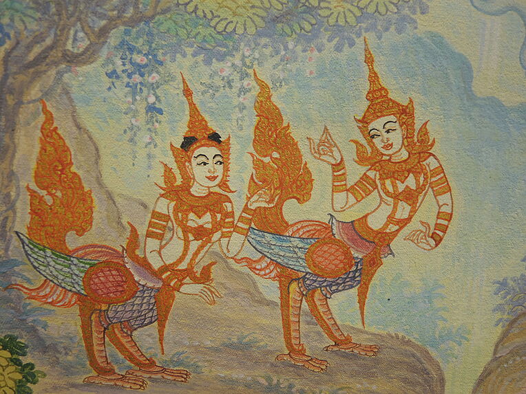 Peinture de temple (phra bot), les Trois Mondes (Traiphum)