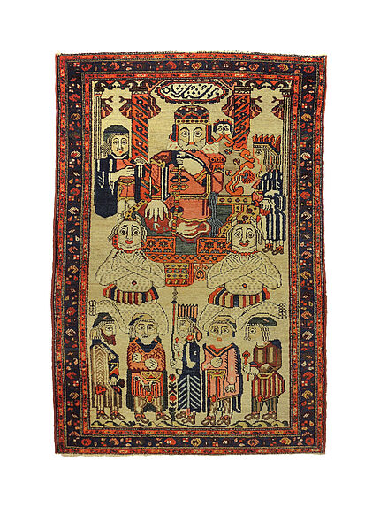 Tapis représentant une scène du Livre des Rois ou Shahnameh