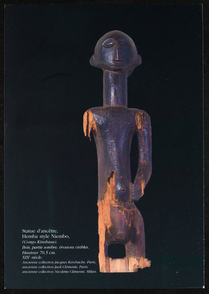 Masque de visage, ethnie Yombé ; Statue d'ancêtre Hemba style Niembo