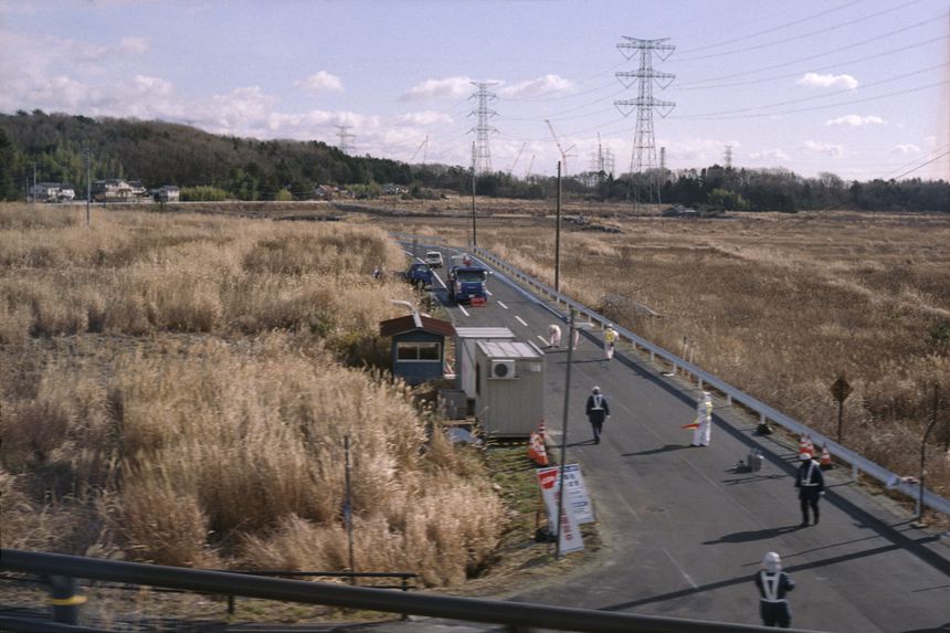 Police offers guarding closed area by high radioactivity, Futaba, Fukushima