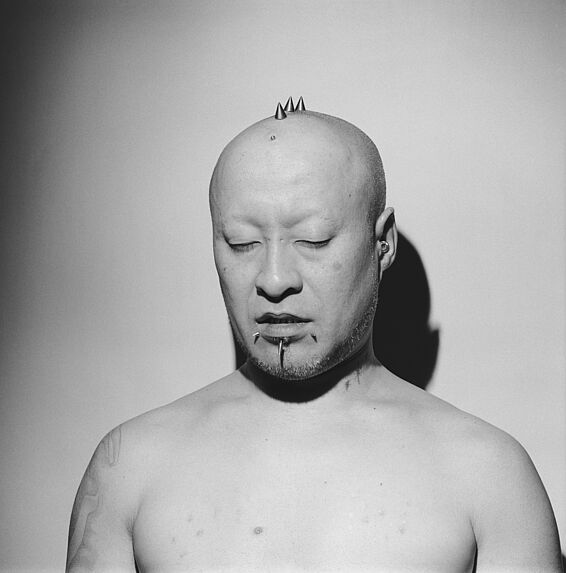 Portrait of a man with artificially altered body, Tokyo