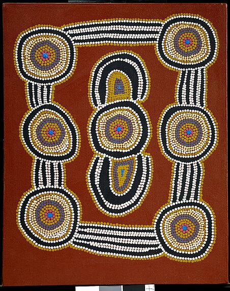 Peinture acrylique &quot;Rêve de l'émeu au lac Mackay&quot