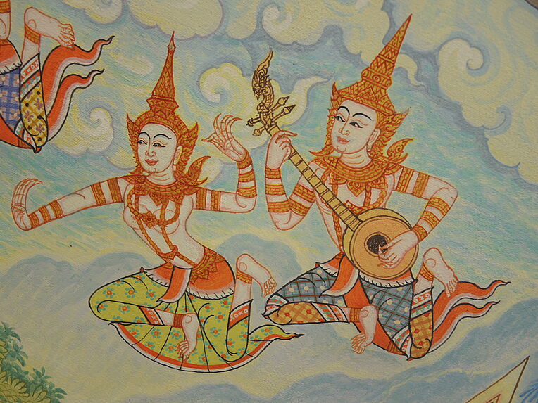 Peinture de temple (phra bot), les Trois Mondes (Traiphum)