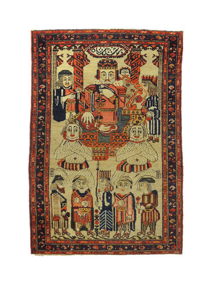 Tapis représentant une scène du Livre des Rois ou Shahnameh