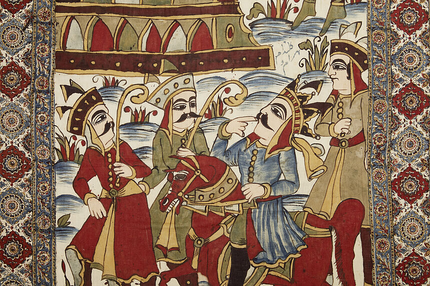 Tenture illustrant l'histoire de Bahram-e Gur et Fitnah