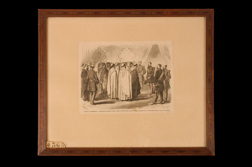 Voyage de l'Empereur. Réception des chefs de tribus, caïds et cheiks de la province d'Alger au palais du Gouvernement