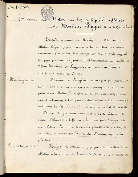 2ème Essai des Notes sur les antiquités aztèques de Monsieur Pingret