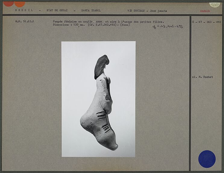 Poupée féminine en argile crue et cire (profil)