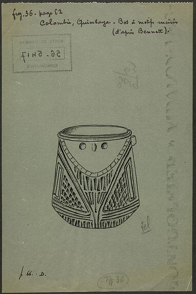 Fig. 36. Colombie, Quimbaya. Bos à motifs incisés