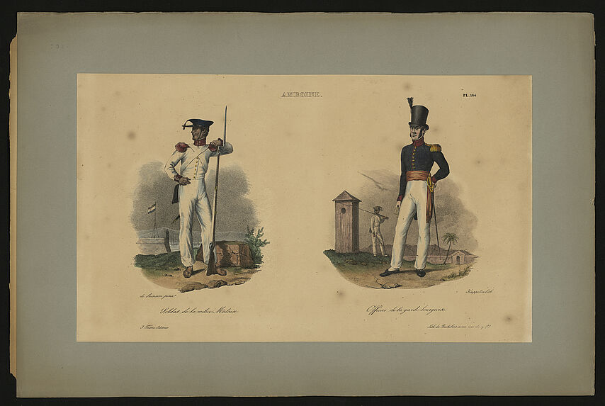 Amboine. Soldat de la milice malaise. Officier de la garde bourgeoise.