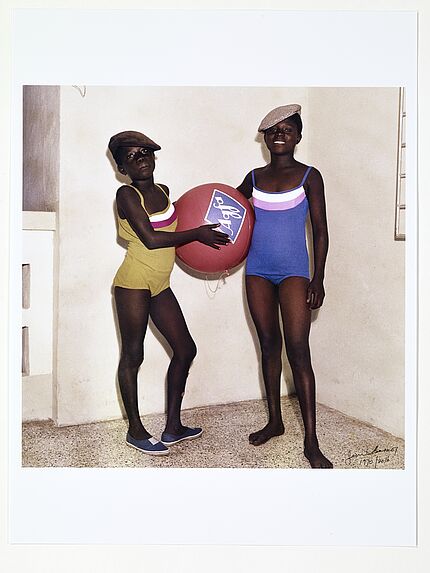 Mavis and Mary Barnor with Agfa advertising ball